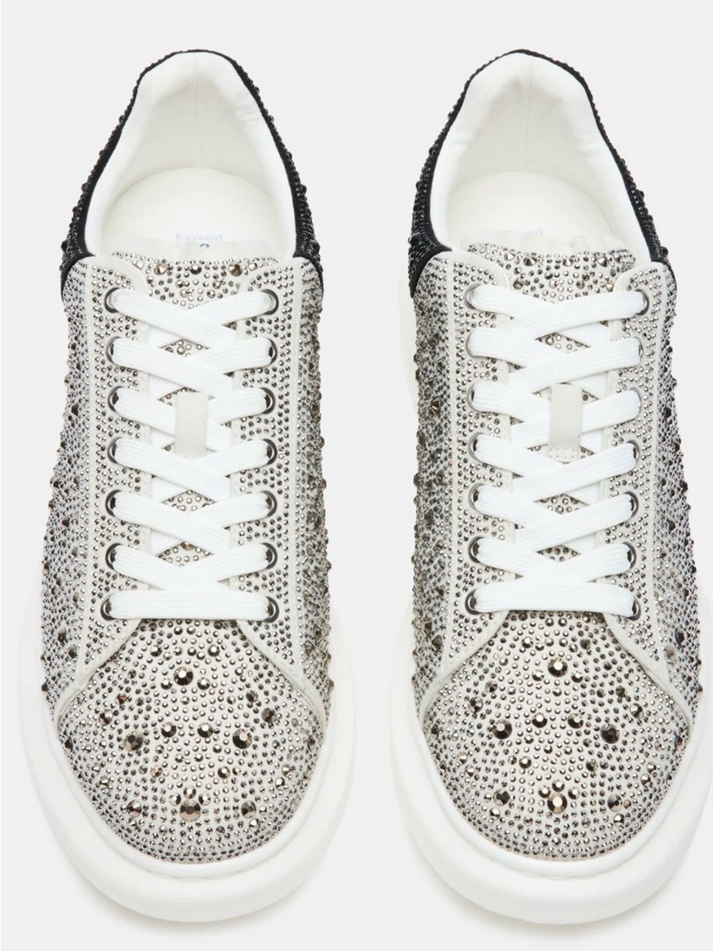 Steve Madden White & Black Crystal Embellished Men’s Lace-Up Sneakers Size 8.5 - Picture 9 of 9